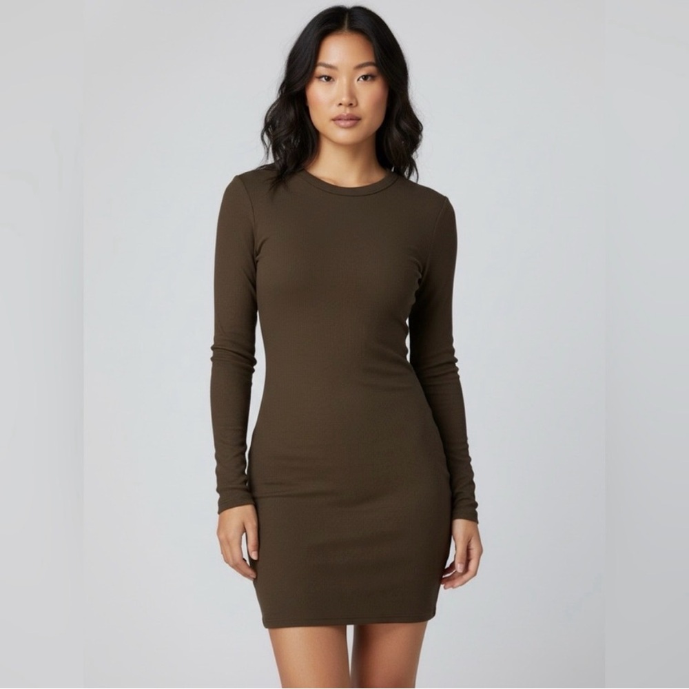 No Boundaries Long Sleeve Brown Dress
